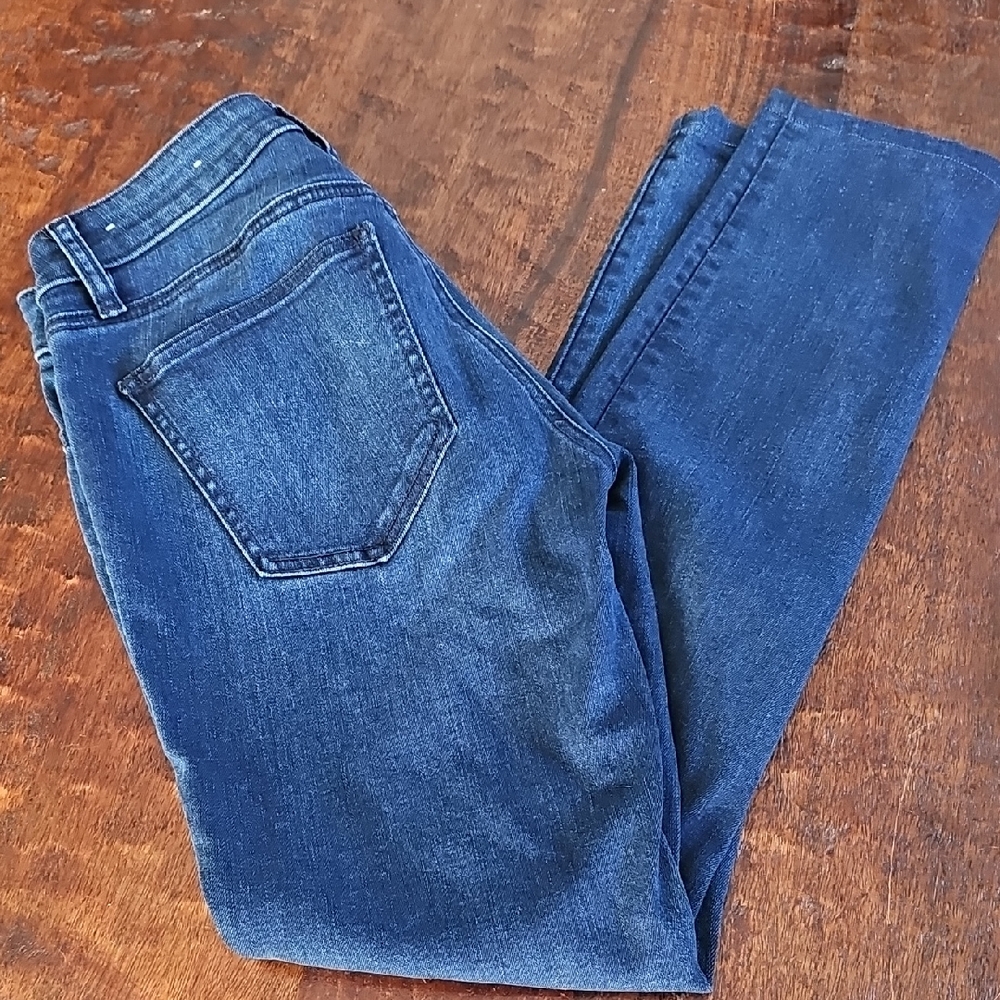 Ann Taylor Factory Dark Blue Curvy Straight Leg Jeans Size 0
